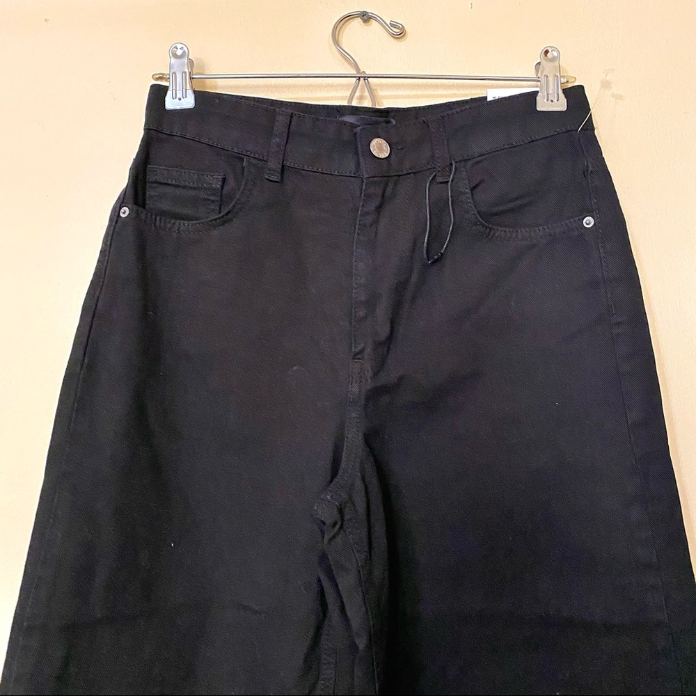 NWT ZARA Black High Waist Wide Leg Culotte Jeans - Picture 6 of 9